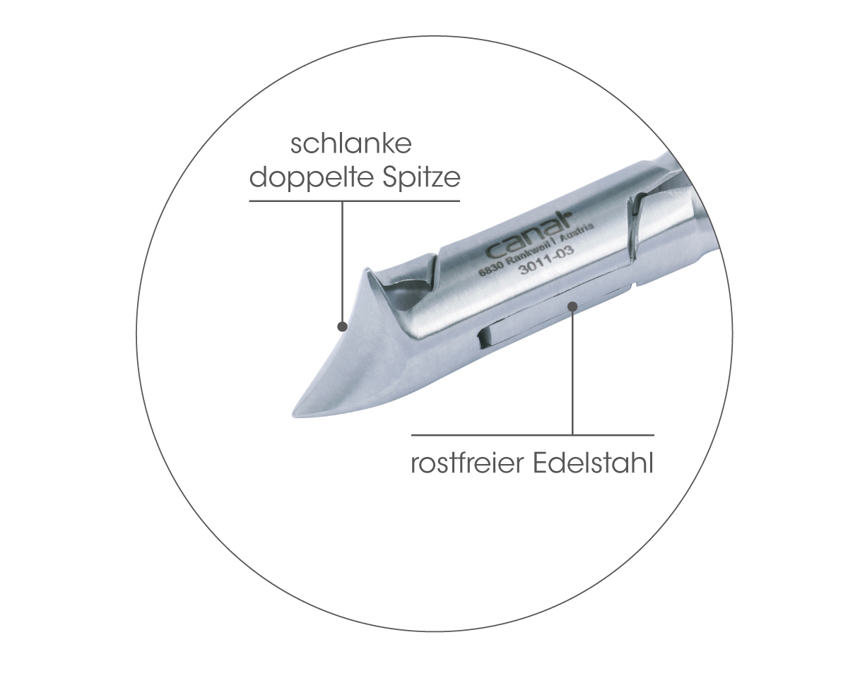 Kopfschneider mit zwei Spitzen rostfrei, 14 cm