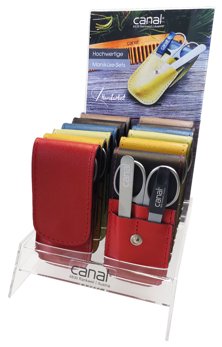 Case display with leather cases, 12 pieces