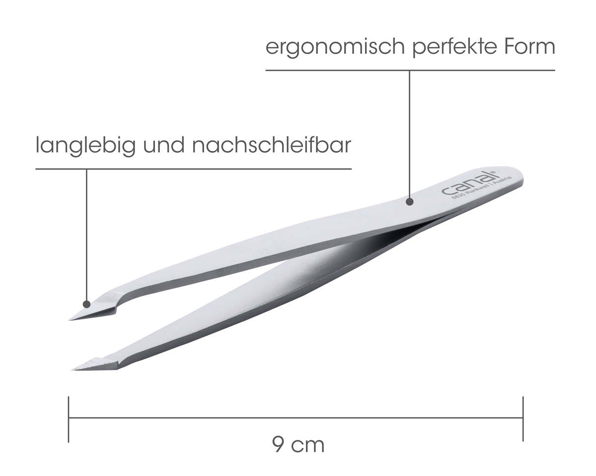 Pince à épiler, oblique/pointue, inoxydable