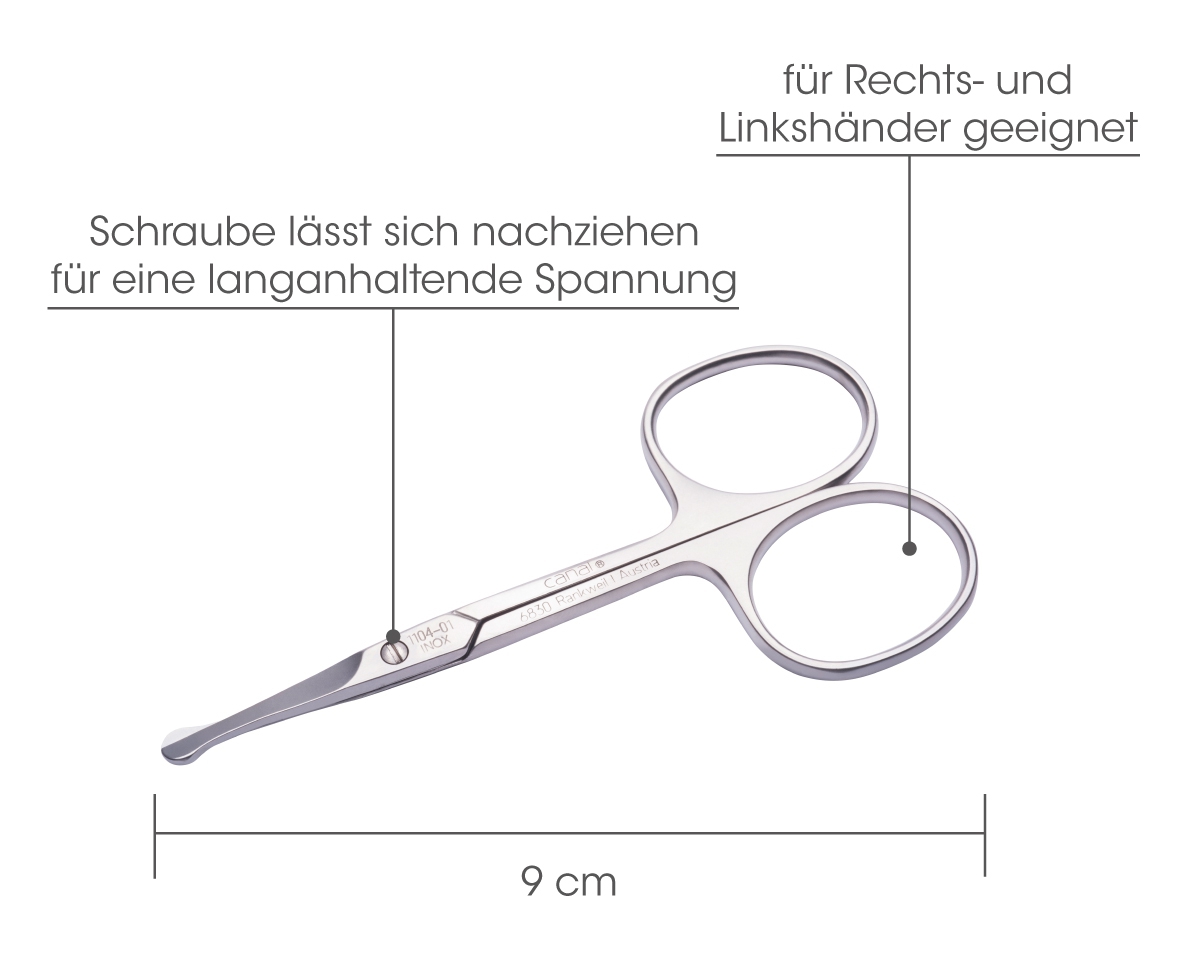 Ciseaux pour poils de nez, droits, inoxydables